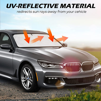 Car Windshield Sun Shade - Foldable Car Sun Shade Windshield for Front Window, Reflector Sunshade Offers Ultimate Protection for Cars Interior (55.2 x 31.5 in)