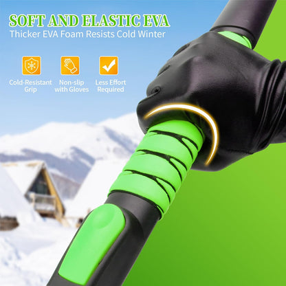 45.6" Ice Scraper and Snow Brush for Car Windshield [Silicone Bristles] ,3-in-1 Extendable Emergency Snow Shovel with Ergonomic Foam Grip and 360° Pivoting Brush Head for Christmas, Car Auto Truck SUV