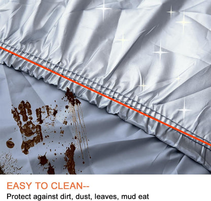 uxcell 3XXL Silver Tone 190T Car Cover Outdoor Weather Waterproof Scratch Rain Snow Heat Resistant W Mirror Pocket 530 x 185 x 160cm