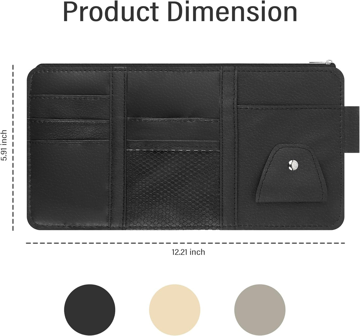 OFBAND Car Visor Organizer with Sunglass Holder,Multi-Functional Car Sun Visor Organizer with Zipper for Cards,Money,Tickets,Leather Interior Accessories (Black)