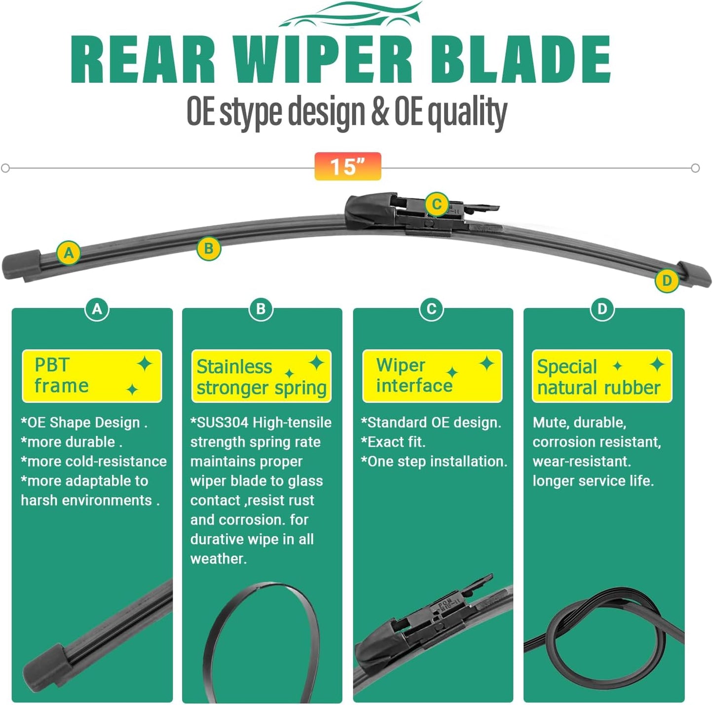 26" 16" 11" Windshield Wiper Blades Replacement for Chevrolet Chevy Trax 2024 2025 2026 Premium All Weather Front Rear Wipers Set - OEM Quality (Pack of 3) - Colors D