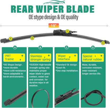 26" 16" 11" Windshield Wiper Blades Replacement for Chevrolet Chevy Trax 2024 2025 2026 Premium All Weather Front Rear Wipers Set - OEM Quality (Pack of 3) - Colors D