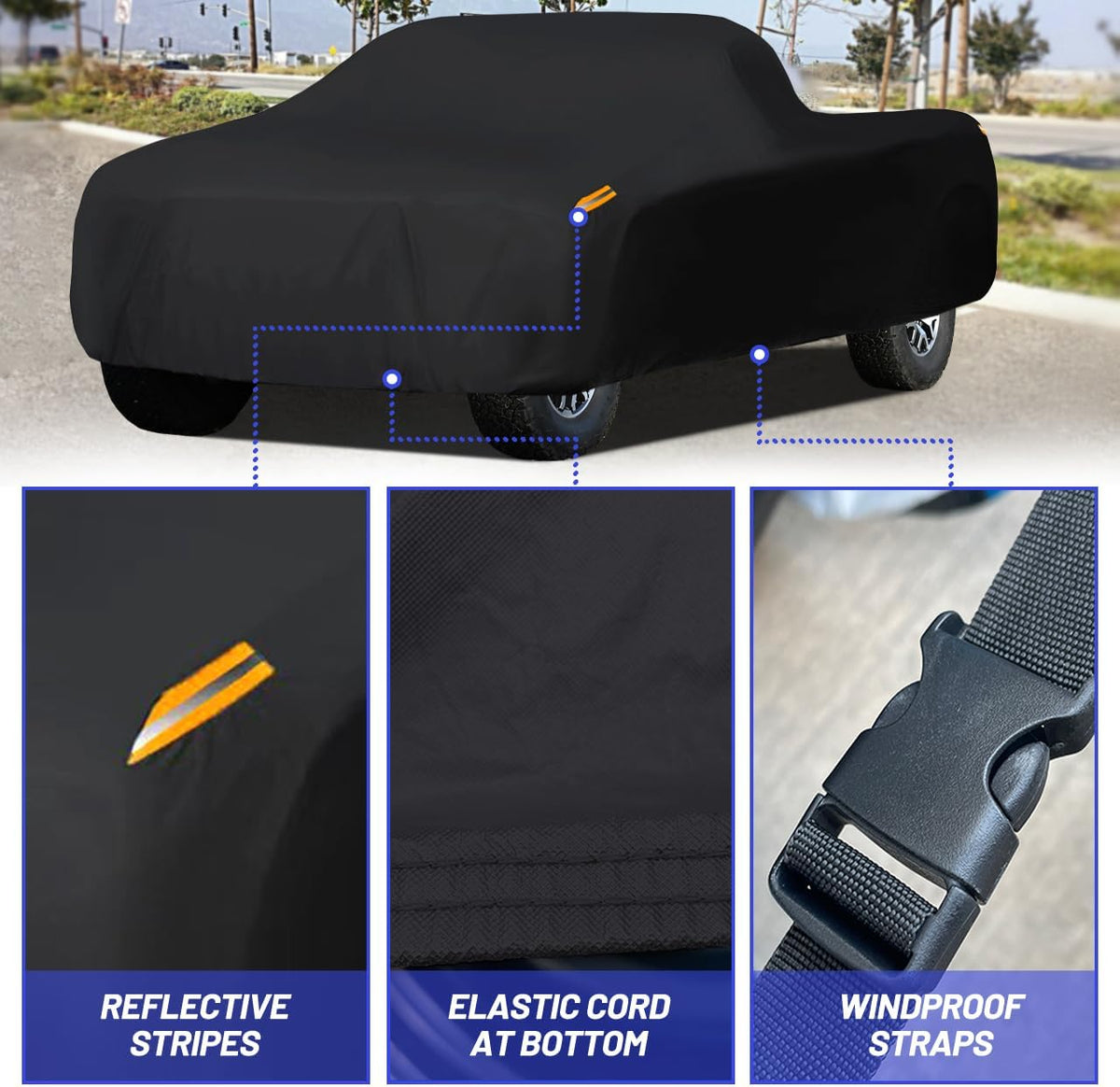 MORNYRAY Waterproof Car Cover All Weather Snowproof UV Protection Windproof Outdoor Full car Cover, Universal Fit for Sedan (Fit Sedan Length 194-206 inch, Blue)