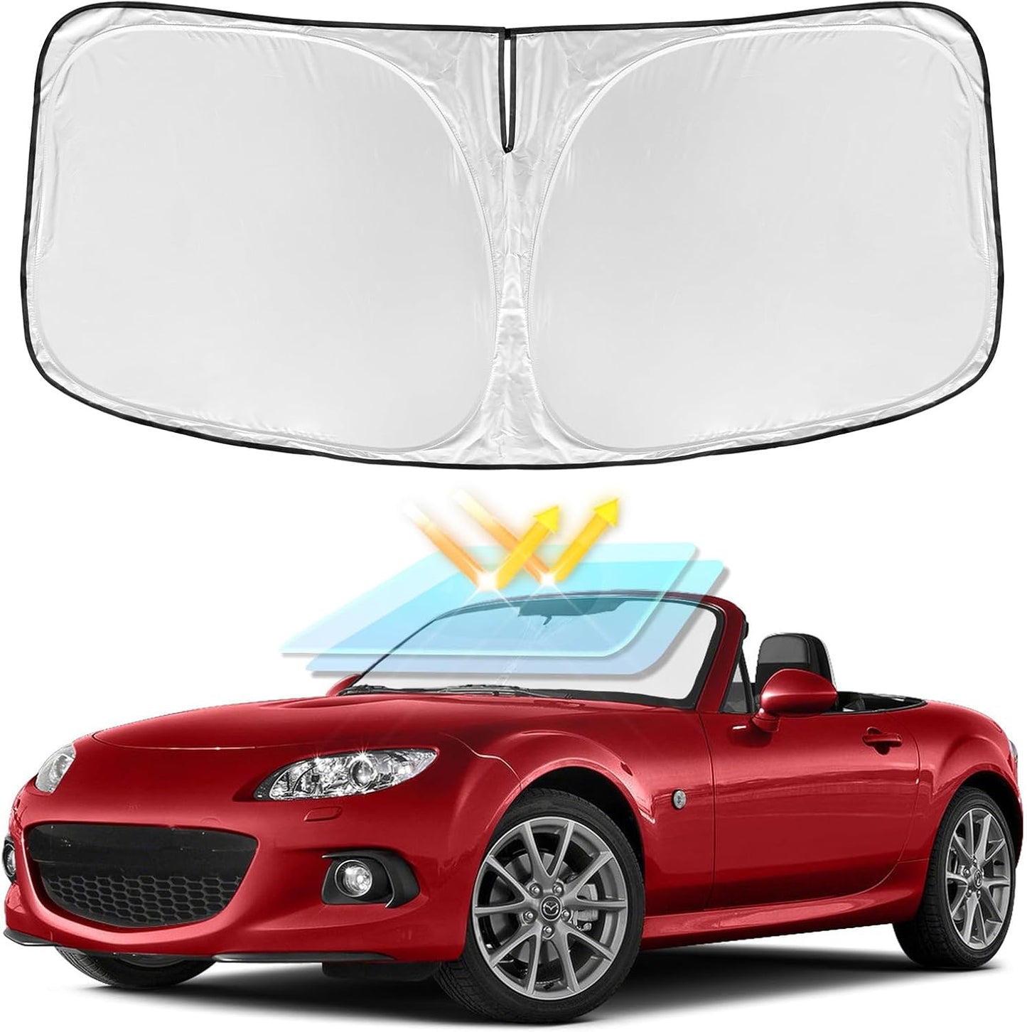for Toyota Tacoma 2016-2023 2024 2025 2026 Sun Shade Sunshade Windshield Cover - 4 Layers Front Window Shade Custom Fit Tacoma 2Dr 4Dr Pickup Sun Visor 240T Shade Blocks UV Rays Car Accessories - Colors B