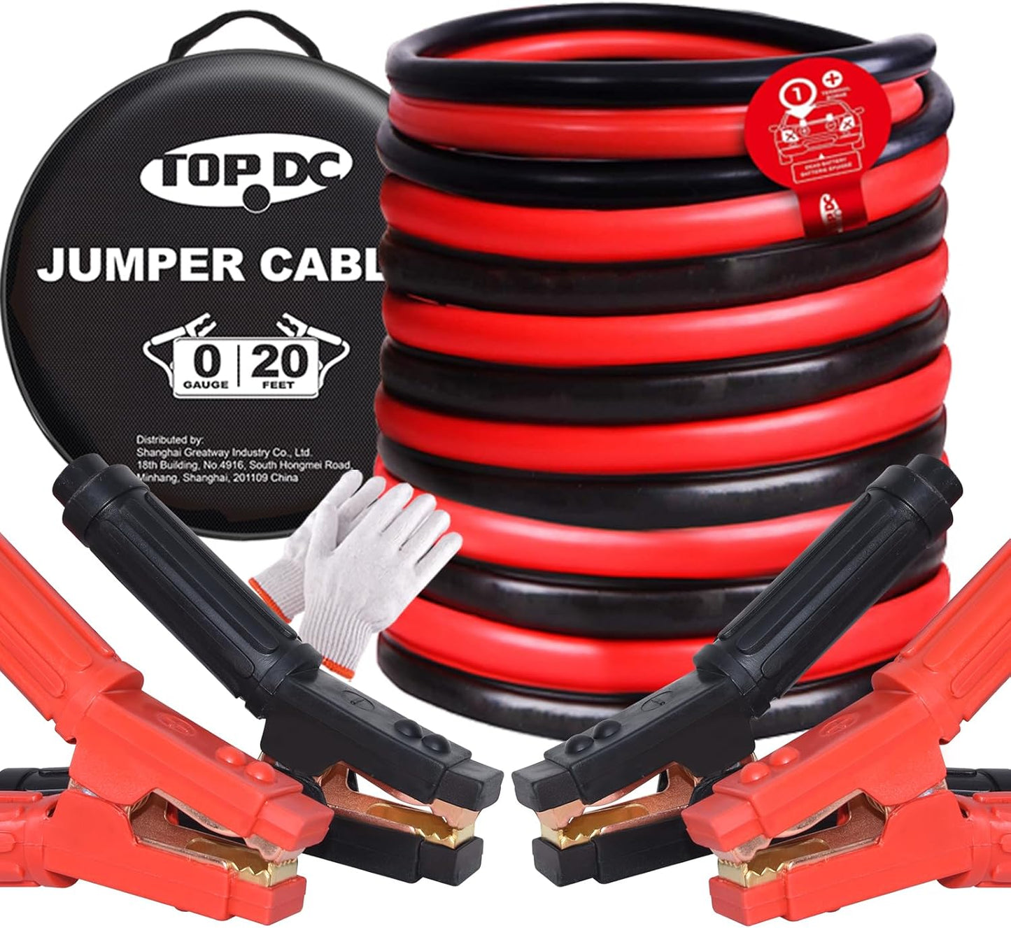 TOPDC 4 Gauge 16 Feet Jumper Cables for Car, SUV and Trucks Battery, Heavy Duty Automotive Booster Cables for Jump Starting Dead or Weak Batteries with Carry Bag, (TD-P0416)