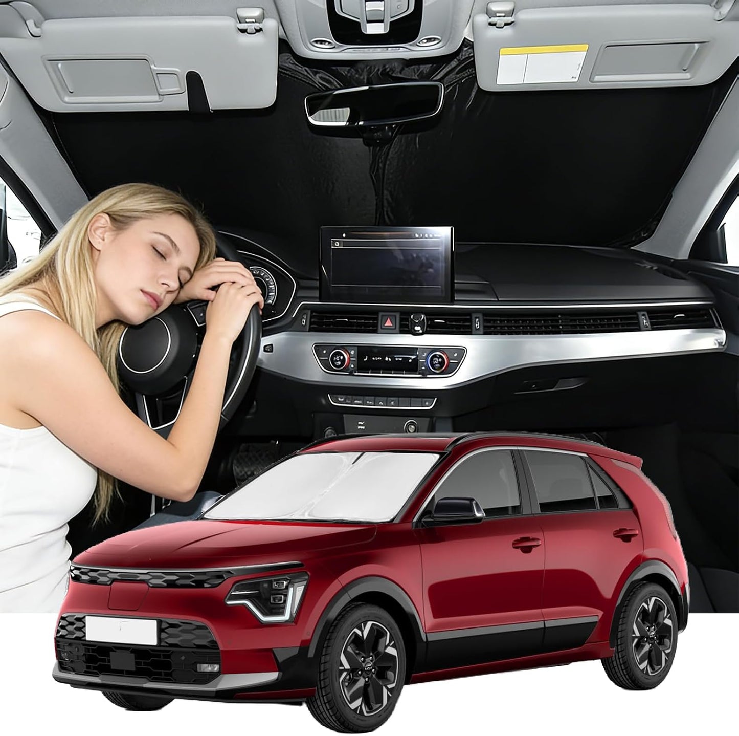 for Toyota Tacoma 2016-2023 2024 2025 2026 Sun Shade Sunshade Windshield Cover - 4 Layers Front Window Shade Custom Fit Tacoma 2Dr 4Dr Pickup Sun Visor 240T Shade Blocks UV Rays Car Accessories - Colors F