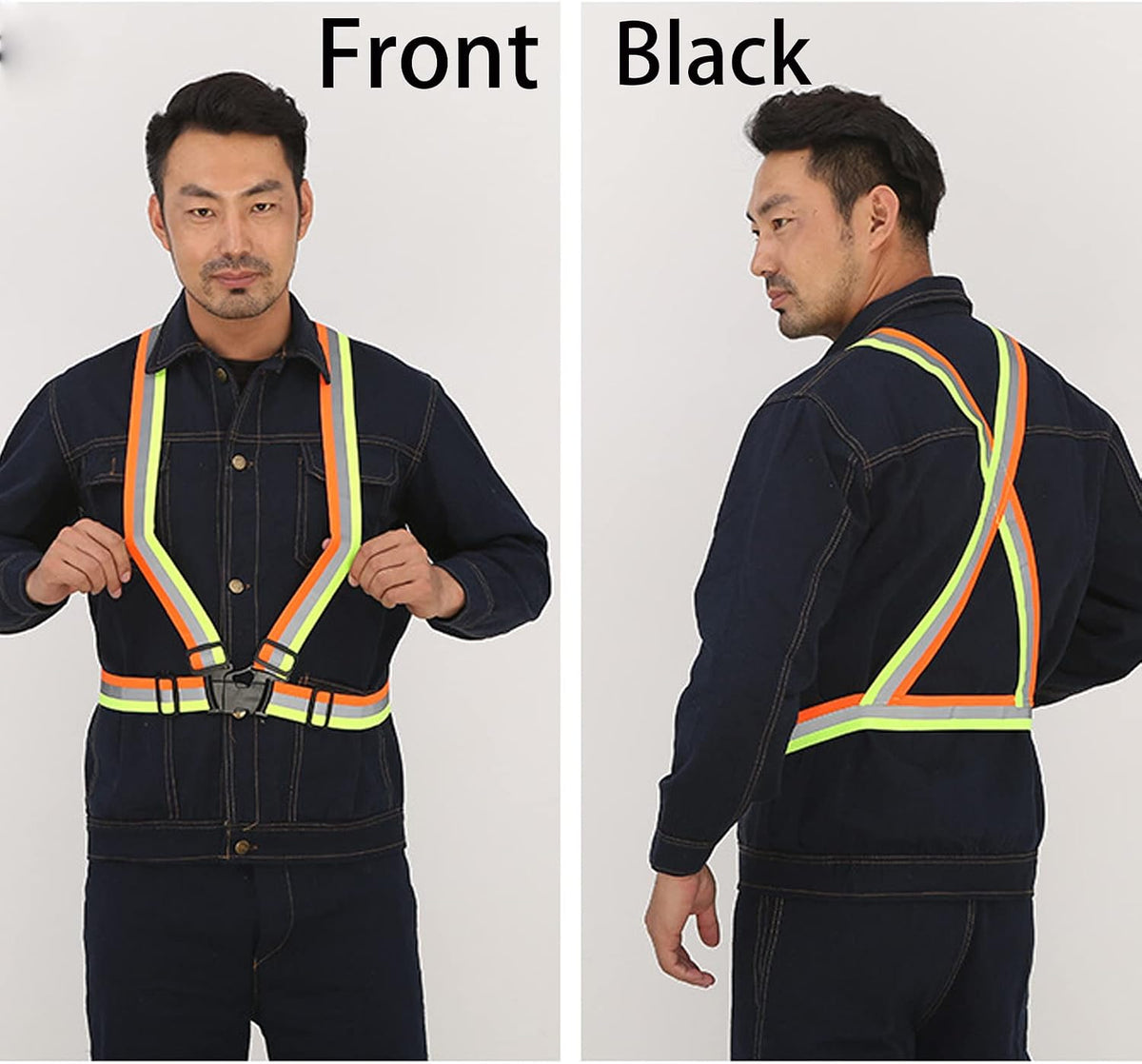 Reflective Safety Vest 2pcs - High Visibility Vest Adjustable Straps for Outdoor Jogging, Cycling, Walking and Riding