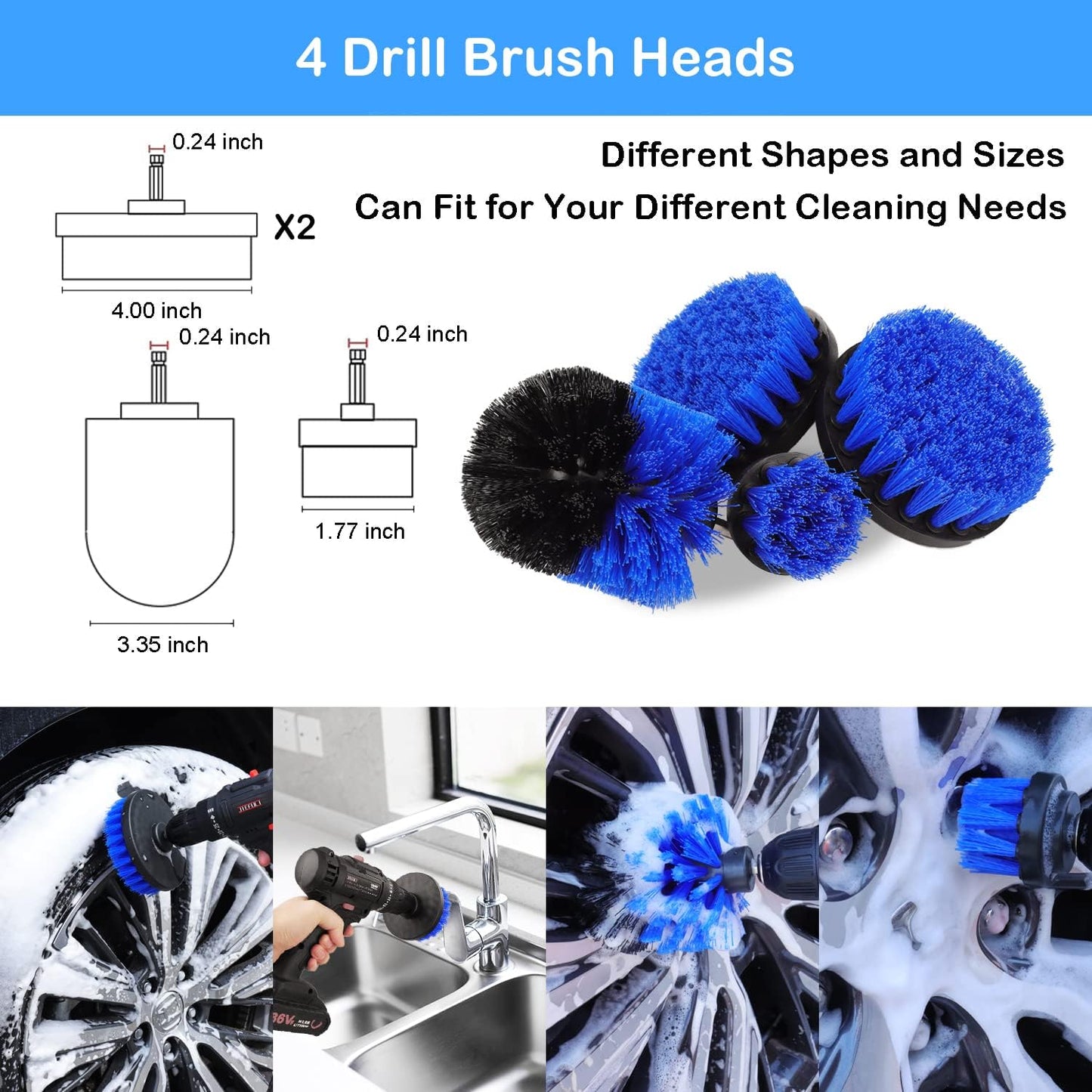 TTRCB 27Pcs Car Detailing Kit, Car Detailing Brush Set, Auto Detailing Drill Brush Set, Car Detailing Brushes, Car Wash Kit, Car Accessories, Car Cleaning Tools Kit for Interior, Exterior, Wheels