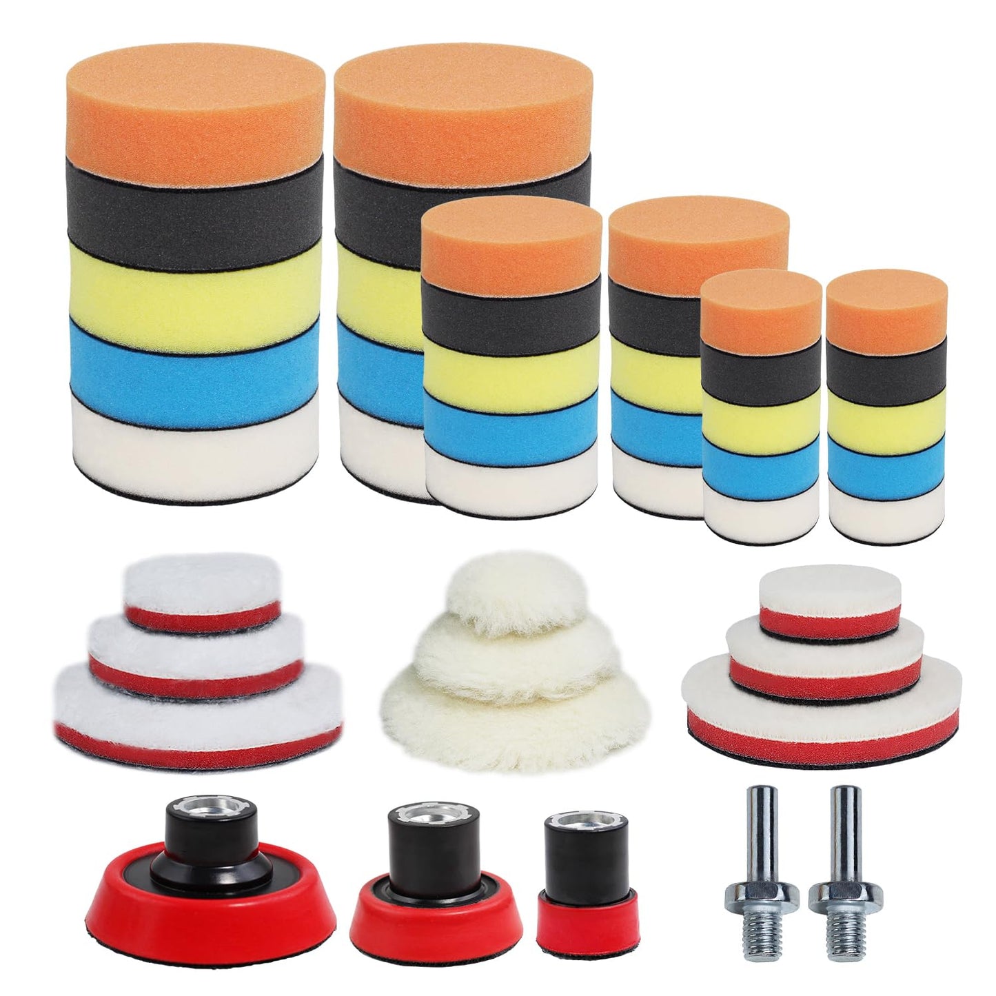 Car Foam Polishing Buffing Kit, Polishing Buffing Pads, Wool Pads,Polishing & Buffing Wheels, for Headlights & Body Foam Wax & Buffer Kits (27)