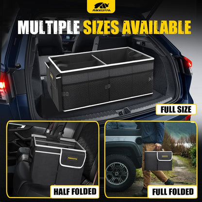 MIKKUPPA Car Trunk Organizer - 65L Collapsible Trunk Organizer with Lid, Sturdy Car Storage for SUV Auto Truck Van with Adjustable Straps and Non Slip Bottom (Black)