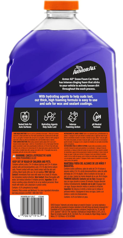 Armor All Car Wash Snow Foam Formula, Cleaning Concentrate Soap for Cars, Truck, and Motorcycles, 50 Fl Oz (Pack of 4)