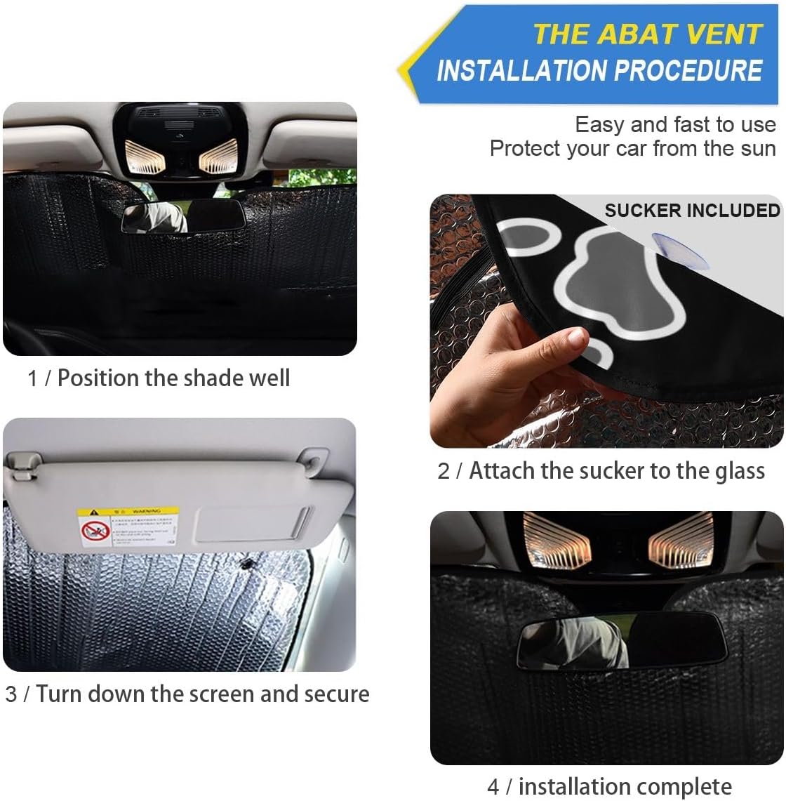 Black Leopard Car Windshield Sun Shade Animal Skin Print Foldable UV Ray Sun Visor Protector Sunshade to Keep Your Vehicle Cool (51" x 27.6")