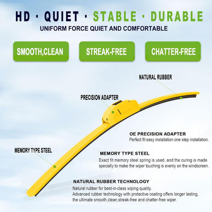 OEM QUALITY 24" +19" PARRATI Premium All-Season Windshield Wiper Blades (Set of 2) - Colors A