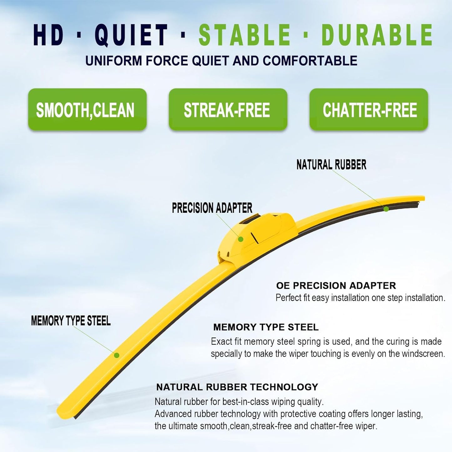 OEM QUALITY 24" +19" PARRATI Premium All-Season Windshield Wiper Blades (Set of 2) - Colors B
