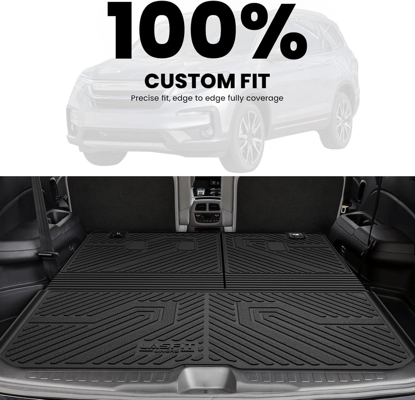 LASFIT Cargo Liner for Honda CR-V 2026 2025 2024 2023 (Gasoline & Hybrid & e:FCEV) All Weather TPE Car Trunk Mat (Upper Position), Cargo Only Black