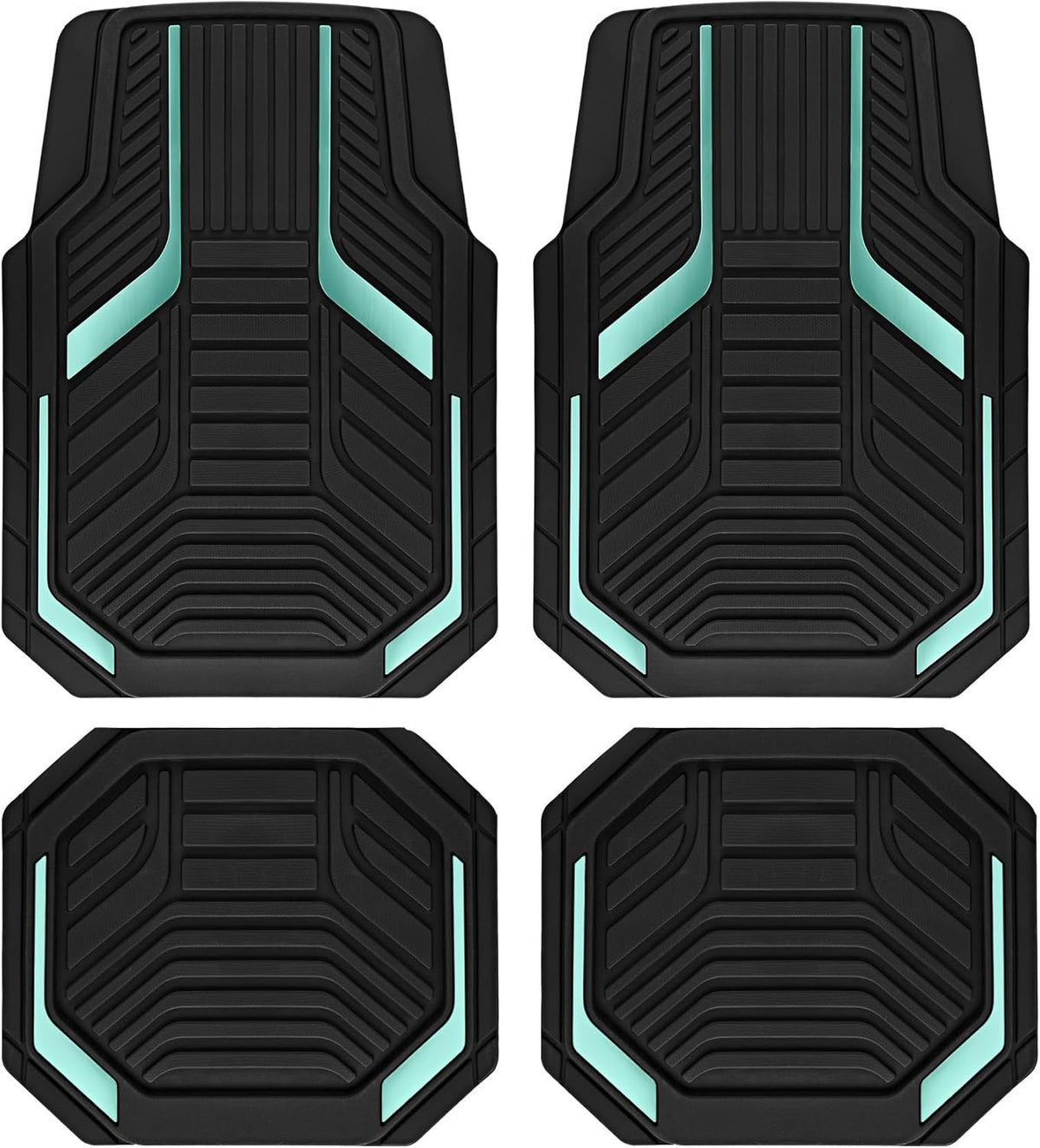 PIC AUTO Heavy Duty Rubber Floor Mats, Purple Aluminum Film Car Mats Set, Front and Rear Car Mats with Anti-Slip Backing, All Weather Protection, Trim-to-Fit for Automotive SUV, Sedan, Van