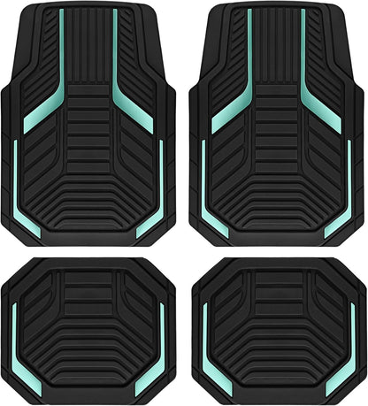 PIC AUTO Heavy Duty Rubber Floor Mats, Purple Aluminum Film Car Mats Set, Front and Rear Car Mats with Anti-Slip Backing, All Weather Protection, Trim-to-Fit for Automotive SUV, Sedan, Van