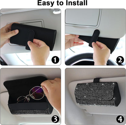 Accmor Sunglasses Holder for Car Sun Visor, Auto Eyeglasses Protective Storage Case, Vehicle Visor Accessories Organizer Box