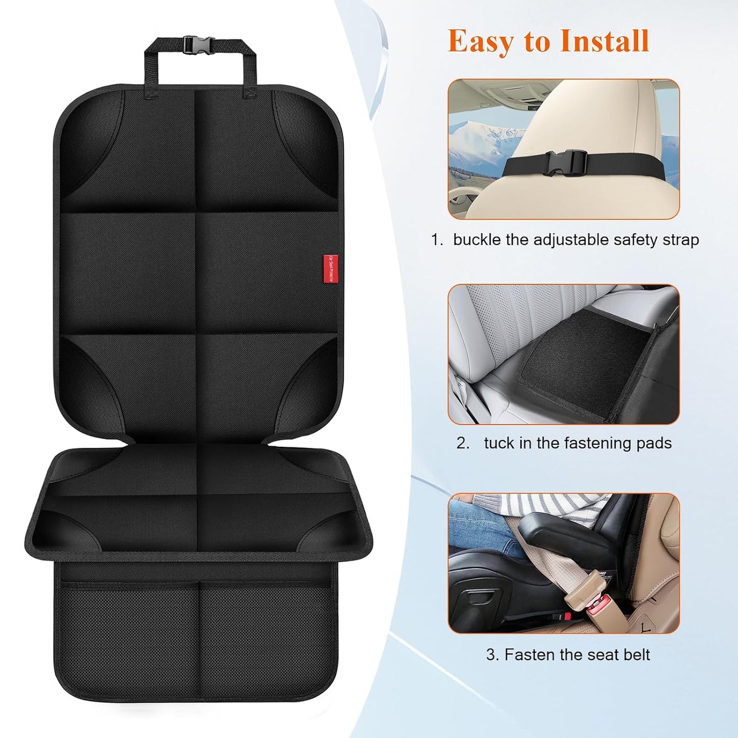 Car Seat Protector for Child Car Seat, 600D Fabric Safe Car Seat Cover with Upgraded Non-Slip Backing, Waterproof Seat Protector Under Baby Car Seat with Thick Padding for Car Back Front Seat