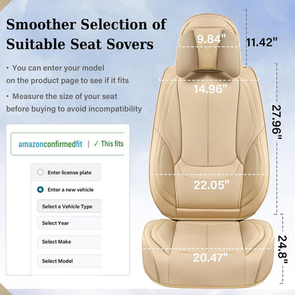Coverado Seat Covers Full Set, Black Seat Covers for Cars 5 Seats, Car Seat Protector, Waterproof Nappa Leather Car Seat Cushion, Front and Rear Car Seat Cover Fit for Most Sedans SUV Pick-up Truck - Colors B