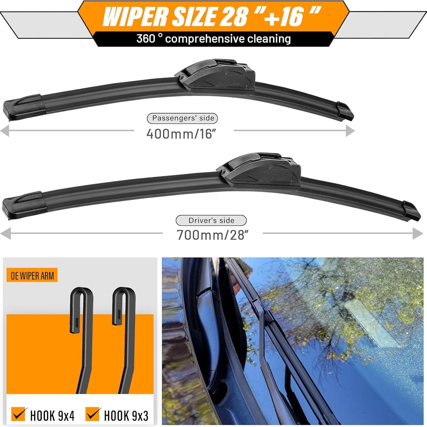 AUTOBOO 26"+19" Windshield Wipers Replacement for Tesla Model 3 2017 2018 2019 2020 2021 2022 2023 2024 2025 Model Y 2020 2021 2022 2023-2025 -Original Factory Quality (Pack of 2) - Colors B