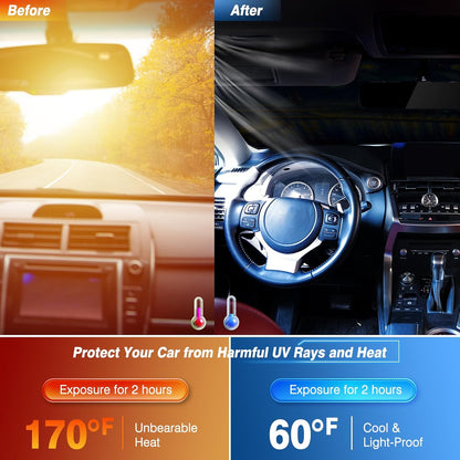 Windshield Sun Shade - Car Sun Shade Windshield, Reflector Sunshade Offers Ultimate Protection for Car Interior, Foldable Front Window Fit for Hatchback, Truck, SUV, MPV