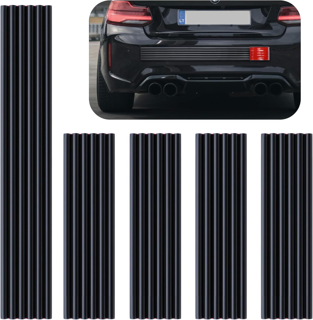 VEXPLO DIY Car Bumper Protector Guard, Strong Self Adhesive Rubber Rear Front Bumper Guard for SUV Cars Trucks, No Residue Anti Scratch & Anti-Colision Car Bumper Guard Accessories- 5 Pack Black