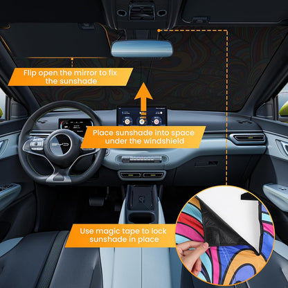 Windshield Sun Shade - Car Sun Shade Windshield, Reflector Sunshade Offers Ultimate Protection for Car Interior, Foldable Front Window Fit for Hatchback, Truck, SUV, MPV
