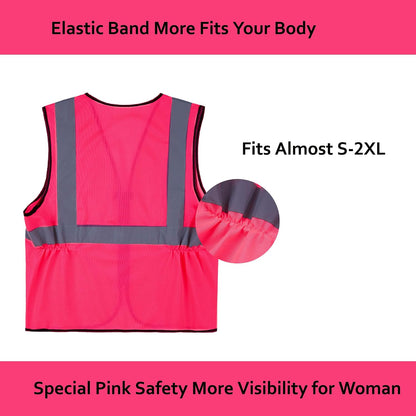Safety Vests 10 Pack - Yellow Reflective High Visibility Construction ANSI Class 2 Work Vest for Men,Woman,Hi Vis Vest Mesh and Neon Silver Strip