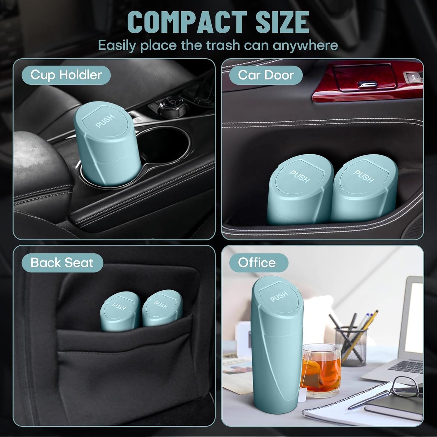 Car Trash Can Bin with Lid - Car Garbage Can Cup Holder - Pink Mini Leakproof Vehicle Garbage Bin with 20pcs Trash Bags - Automobile Organizers and Storage for Front Back Seat Accessories