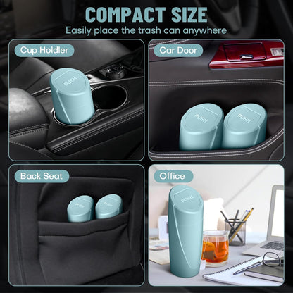 Car Trash Can Bin with Lid - Car Garbage Can Cup Holder - Pink Mini Leakproof Vehicle Garbage Bin with 20pcs Trash Bags - Automobile Organizers and Storage for Front Back Seat Accessories