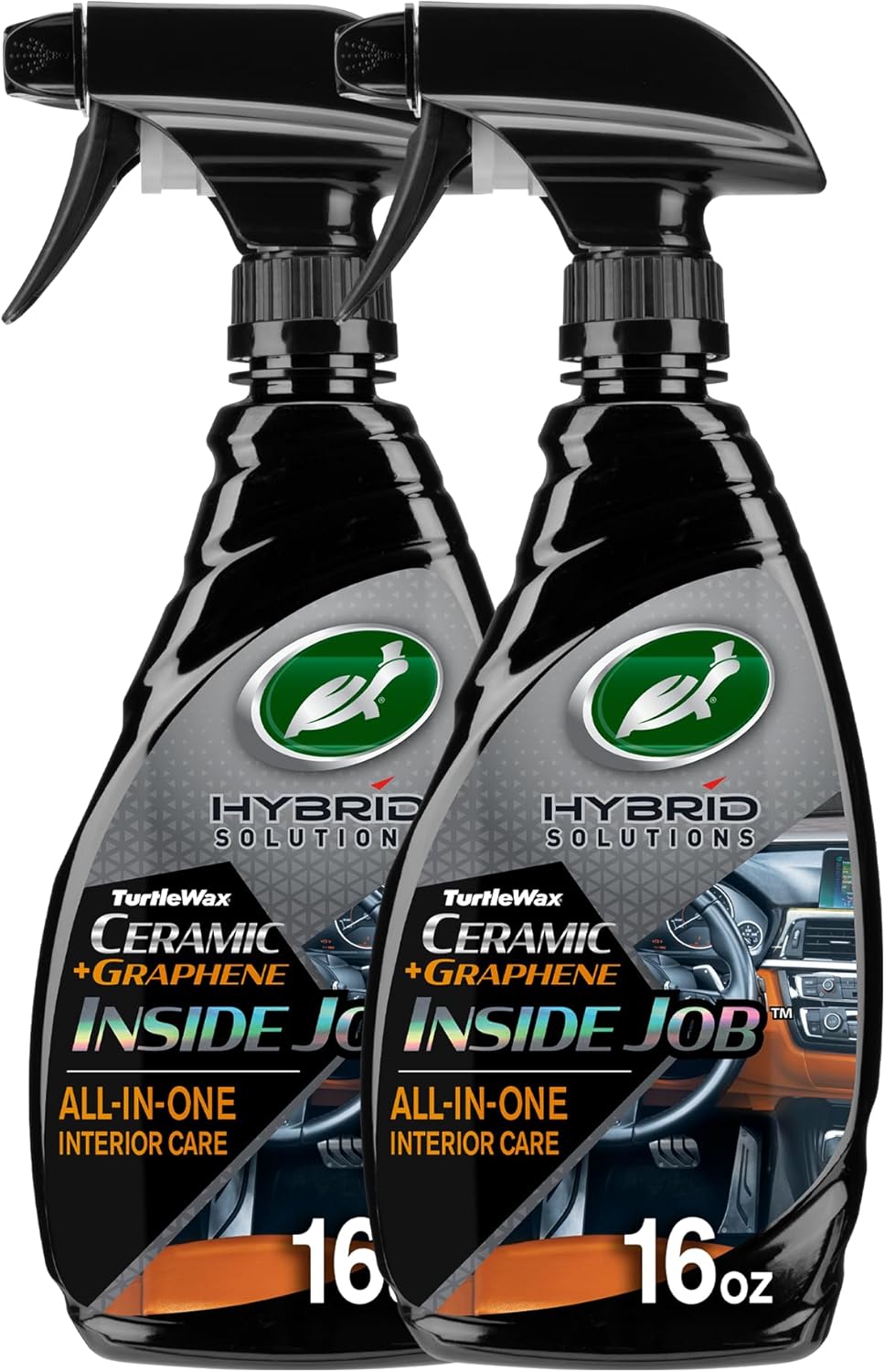 Turtle Wax Hybrid Solutions Inside Job, All Purpose Ceramic Interior Car Cleaner and Protectant, Cleans, Deodorizes and Protects Leather Car Seats, Vinyl, Rubber, and Plastic, 16 fl oz (Pack of 1)