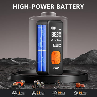 ZUZEE Tire Inflator Portable Air Compressor - 4X Faster Inflation, 150PSI Air Pump for Car Tires with Digital Pressure Gauge/LED Light, Portable Tire Inflator for Car, Moto, Bike, Ball, etc