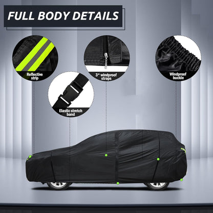 6 Layers Car Cover Waterproof All Weather for Automobiles, Size A3 with Zipper Cotton Fit for Toyota Camry, Honda Accord, Ford Mustang, Chevy Camaro/Malibu,Kia Optima/K5 (187-198 inch)