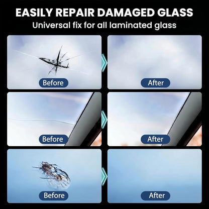 Upgraded Windshield Repair Kit for Chips & Cracks, Professional Windshield Crack Repair Kit with Type-C & UV Curing Light, Nano Car Glass Chip Repair Fluid for Star, Bulls-Eye & Long Cracks