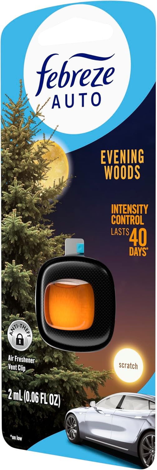 Febreze AUTO Air Freshener, Odor-Fighting Automotive Vent Clip, Midnight Storm Scent, 8 Count