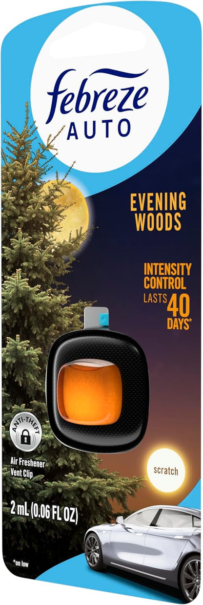 Febreze AUTO Air Freshener, Odor-Fighting Automotive Vent Clip, Midnight Storm Scent, 8 Count