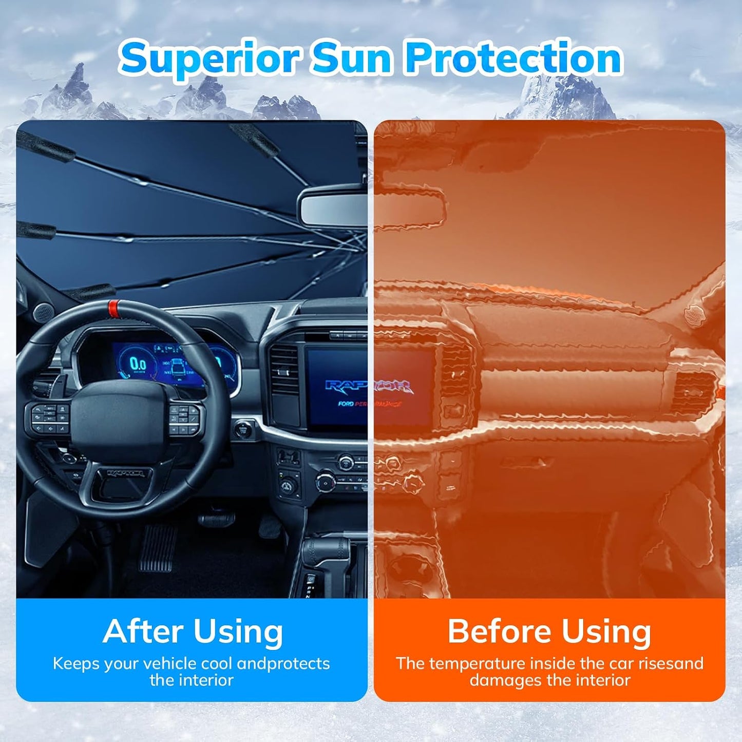 SEPORUD Windshield Sun Shade New American Eagle Flag USA Patriotic Design - Folding Car Front Window Sunshade for Cars SUV Trucks, Max UV Blocking and Keep The Vehicle Cool(64"x33.5")