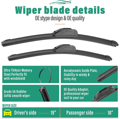 26" 16" 12" Windshield Wiper Blades Replacement for Toyota RAV4 2019 2020 2021 2022 2023 2024 2025 RAV 4 / Mazda 5 2006-2015 Premium All Weather Front Rear Wipers Set - OEM Quality (Pack of 3) - Colors D