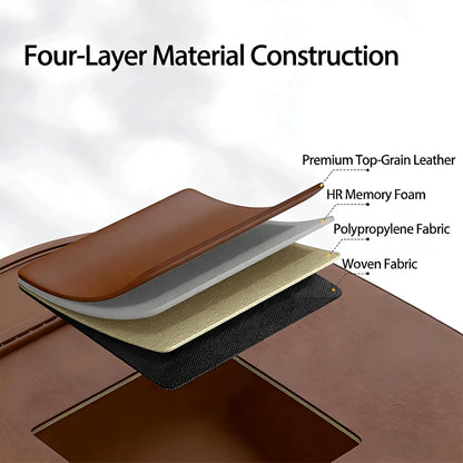Universal Foldable Car Backseat Organizer with Table Tray, Car Seat Back Protector with Touch Screen Phone Holder, Premium Leather Kick Mats with Storage Pockets Tissue Holder (Brown)