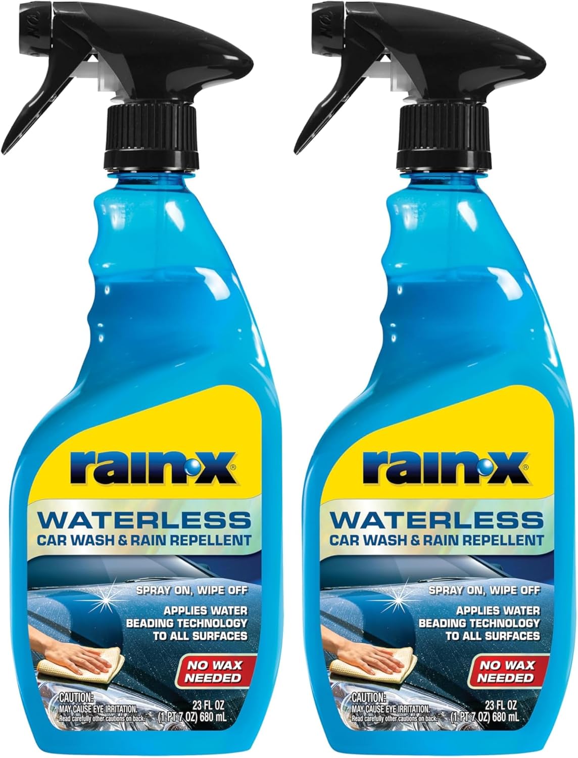 Rain-X 620143 Waterless Car Wash and Rain Repellent, 23 fl. oz. Rinseless Cleaner Spray for a Spot Free Finish, Perfect for Quick and Easy Detailing. Premium No Rinse for on the go Washing