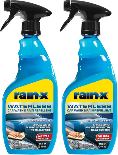 Rain-X 620143 Waterless Car Wash and Rain Repellent, 23 fl. oz. Rinseless Cleaner Spray for a Spot Free Finish, Perfect for Quick and Easy Detailing. Premium No Rinse for on the go Washing