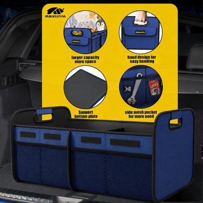 MIKKUPPA Car Trunk Organizer - 70L Collapsible Trunk Organizer for Groceries, Car Storage Organizers for SUV Auto Truck Van with Non Slip Bottom (Black)