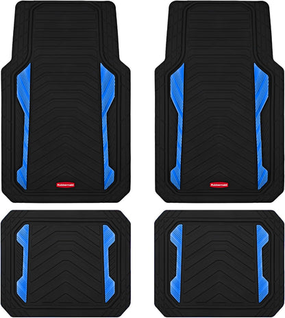 Rubbermaid Car Floor Mat, Heavy Duty All-Weather Car Mats Full Set with Dual-Tone Pink Aluminum Inserts – Universal Fit, Anti-Slip Backing, Trim-to-Fit for Most SUV, Sedan, Van