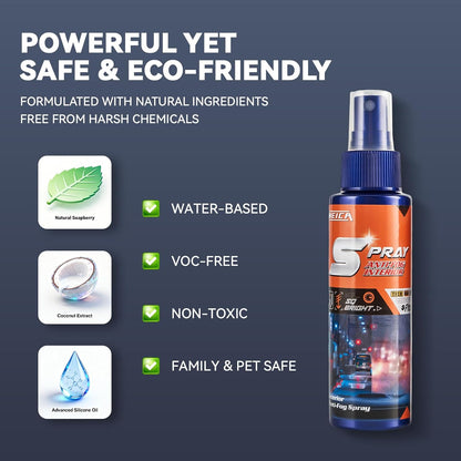 Spray Anti-Fog Interior - for Car Windshield, Bathroom Mirrors, Swim Goggles - Long-Lasting Clarity, Streak-Free Formula 100ML