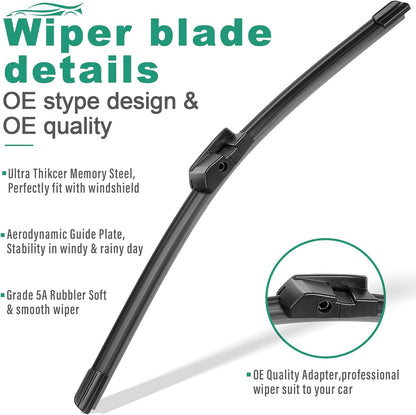 26" 16" 12" Windshield Wiper Blades Replacement for Toyota RAV4 2019 2020 2021 2022 2023 2024 2025 RAV 4 / Mazda 5 2006-2015 Premium All Weather Front Rear Wipers Set - OEM Quality (Pack of 3) - Colors D