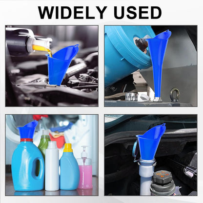 Long-Neck Oil Funnel for Automotive – Multi-Function Plastic Funnel for Oil, Gas & Lubricants – Universal Car Accessory (Black (1-Pack))