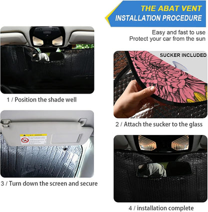 Black Leopard Car Windshield Sun Shade Animal Skin Print Foldable UV Ray Sun Visor Protector Sunshade to Keep Your Vehicle Cool (51" x 27.6")