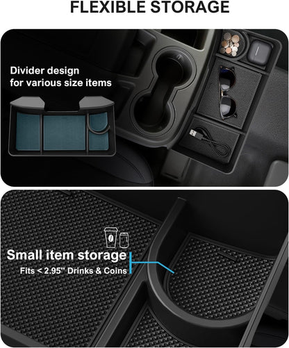 Center Console Hanging Organizer Box with Compartments Compatible with 2019-2026 Chevy Silverado/GMC Sierra 1500, 2020-2026 Silverado/Sierra 2500HD 3500HD Accessories (Split-Bench Folding Seat Only)