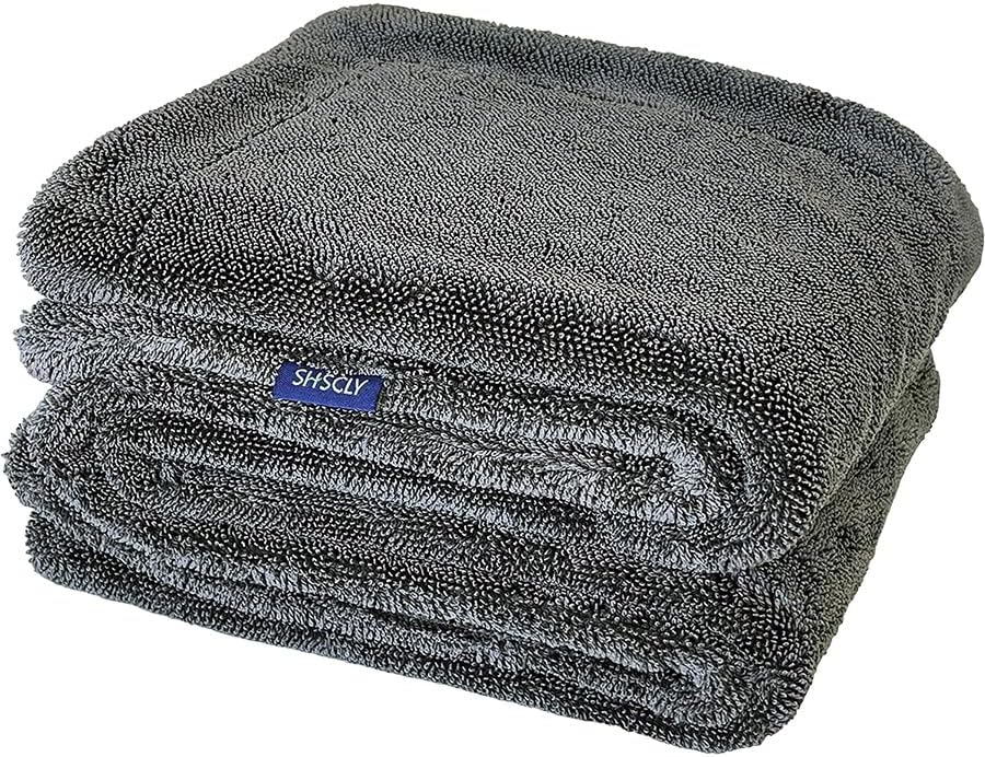 SHSCLY Compact Car Drying Towels, 2 Pack Twist Loop Microfiber Towels, Lightweight and Easy to Control, Highly Absorbent for Cars, Glass, Mirrors and Interior, 20 x 24 Inch